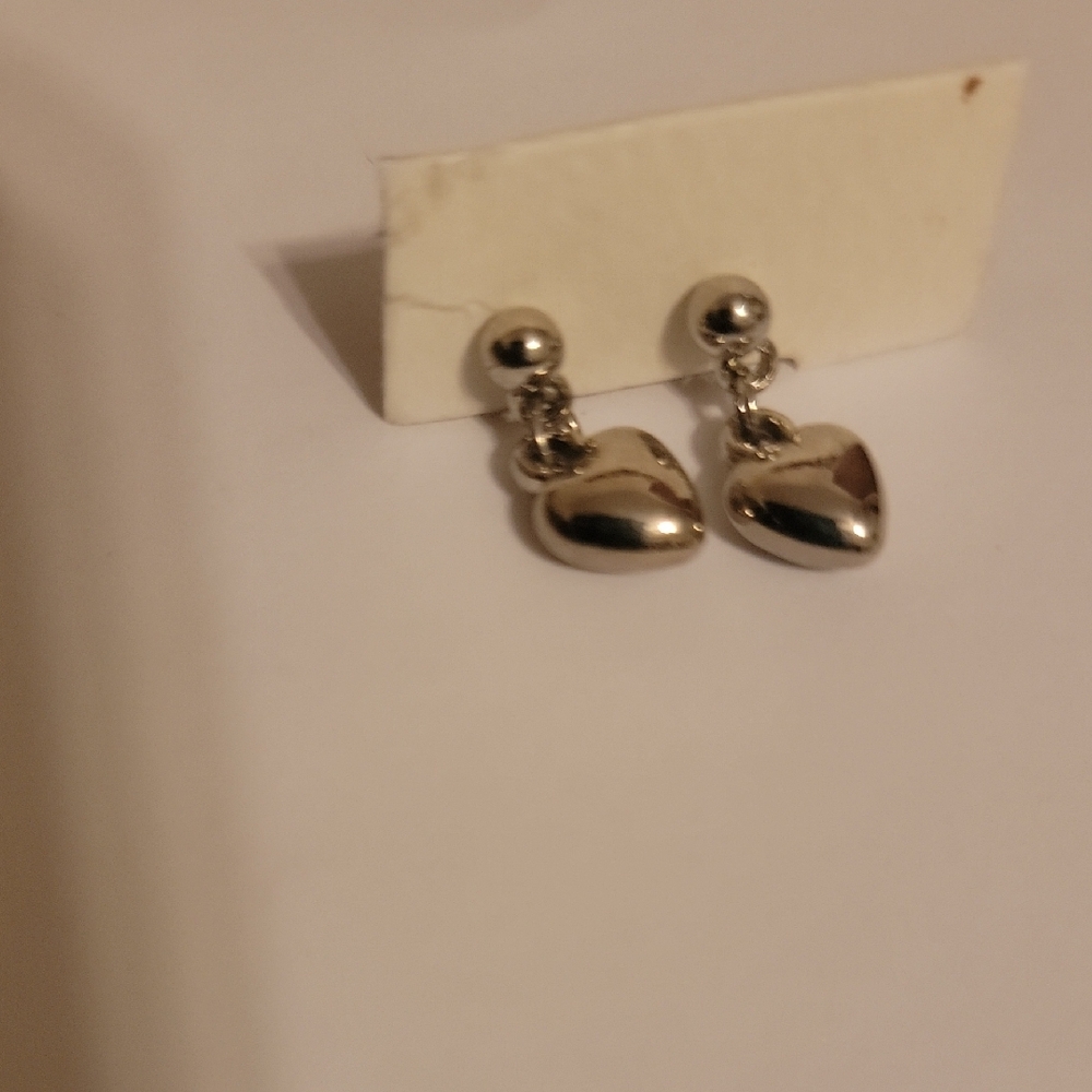 Chic Silver Heart Dangle Earrings